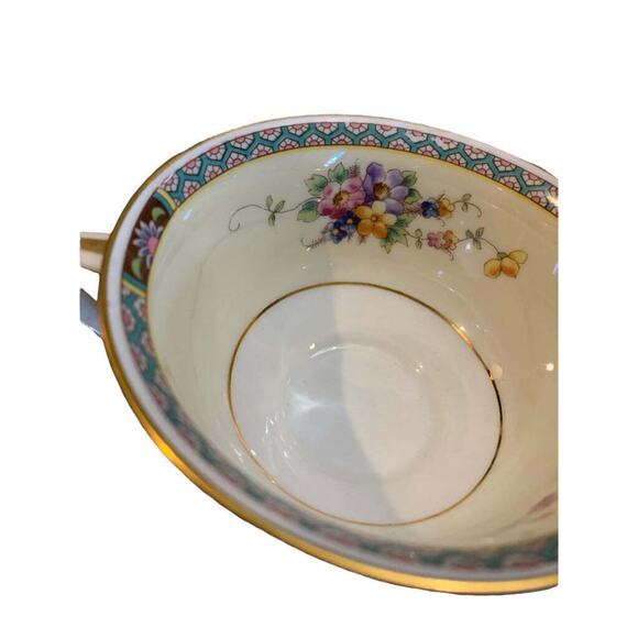 H & C Heinrich Vintage Bouillon Cup Senta Pattern Broth Double Handle Floral - Picture 4 of 7